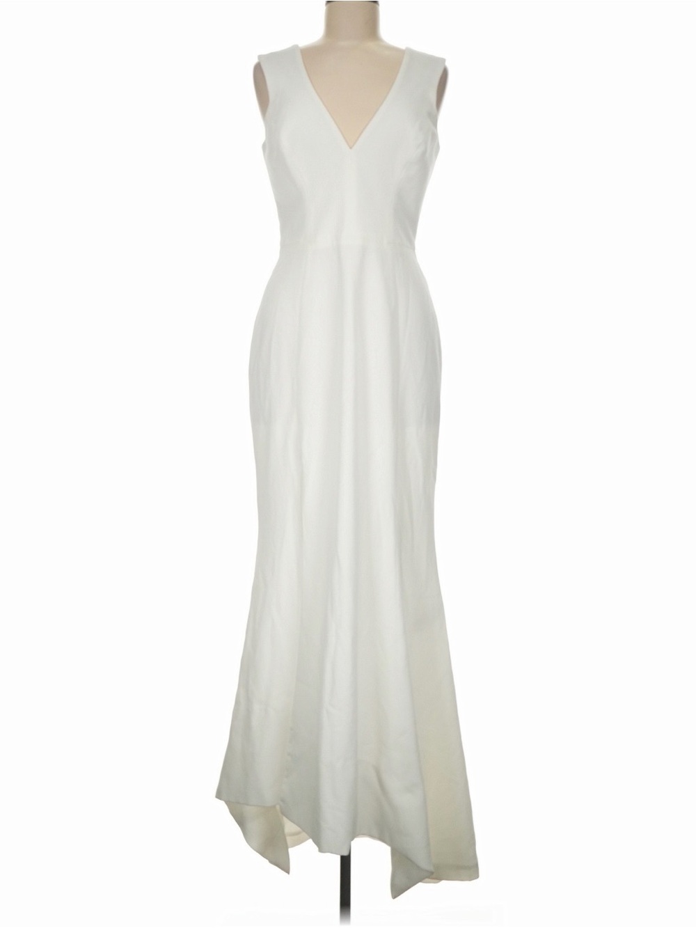 Dress the Population White V-Neck Sleeveless Fitted Maxi Gown